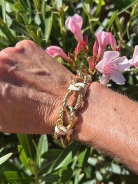 B.A. BALLOU Gold Twisted Rope Enamel Link BRACELET